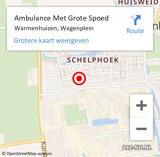 Locatie op kaart van de 112 melding: Ambulance Met Grote Spoed Naar Warmenhuizen, Wagenplein op 12 september 2015 20:53