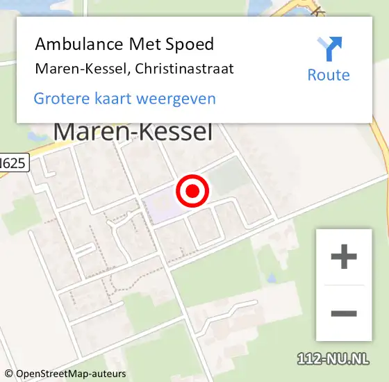 Locatie op kaart van de 112 melding: Ambulance Met Spoed Naar Maren-Kessel, Christinastraat op 12 september 2015 23:31