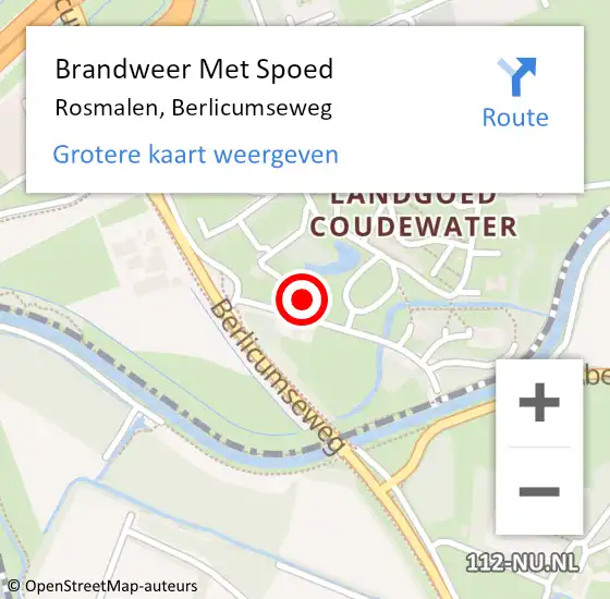 Locatie op kaart van de 112 melding: Brandweer Met Spoed Naar Rosmalen, Berlicumseweg op 13 september 2015 01:42