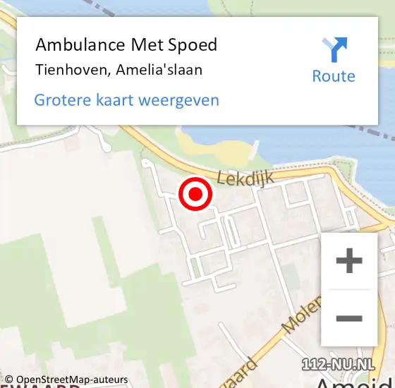 Locatie op kaart van de 112 melding: Ambulance Met Spoed Naar Tienhoven, Amelia'slaan op 20 november 2013 11:20