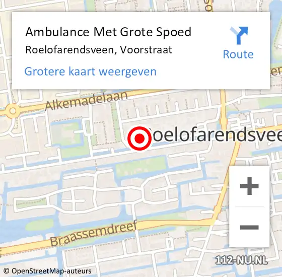 Locatie op kaart van de 112 melding: Ambulance Met Grote Spoed Naar Roelofarendsveen, Voorstraat op 13 september 2015 08:54