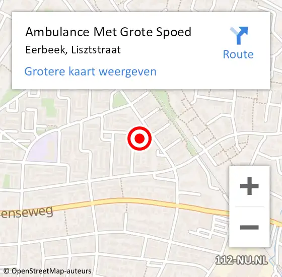 Locatie op kaart van de 112 melding: Ambulance Met Grote Spoed Naar Eerbeek, Lisztstraat op 13 september 2015 08:59