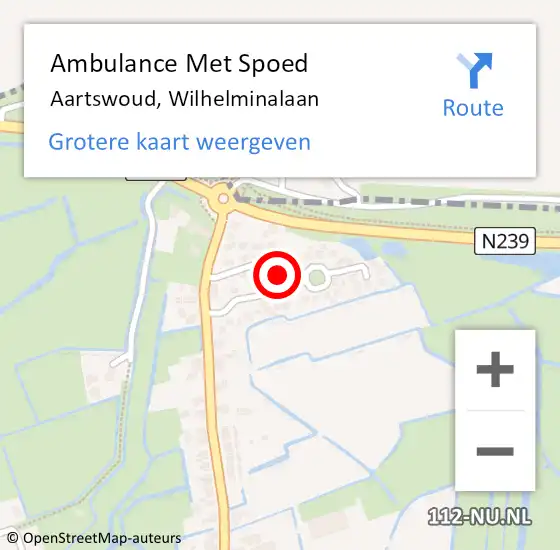 Locatie op kaart van de 112 melding: Ambulance Met Spoed Naar Aartswoud, Wilhelminalaan op 13 september 2015 09:10