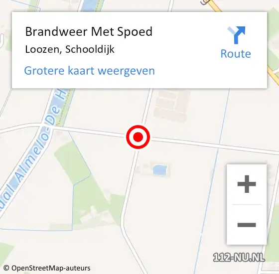 Locatie op kaart van de 112 melding: Brandweer Met Spoed Naar Loozen, Schooldijk op 13 september 2015 09:31