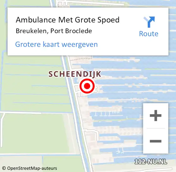 Locatie op kaart van de 112 melding: Ambulance Met Grote Spoed Naar Breukelen, Port Broclede op 13 september 2015 09:33