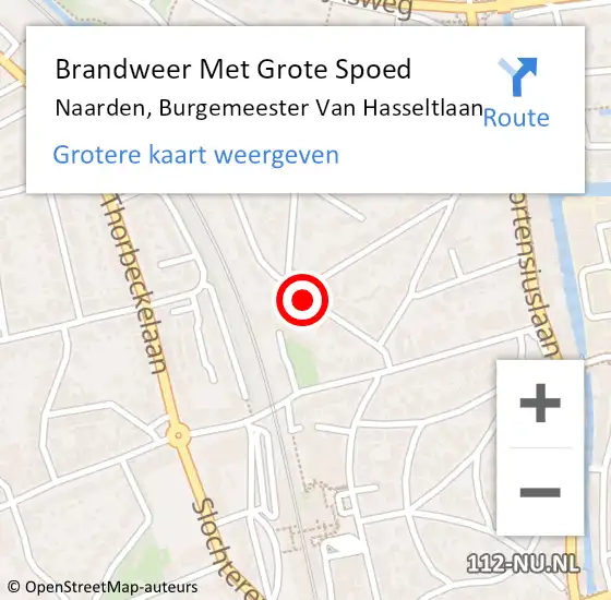 Locatie op kaart van de 112 melding: Brandweer Met Grote Spoed Naar Naarden, Burgemeester van Hasseltlaan op 13 september 2015 09:35