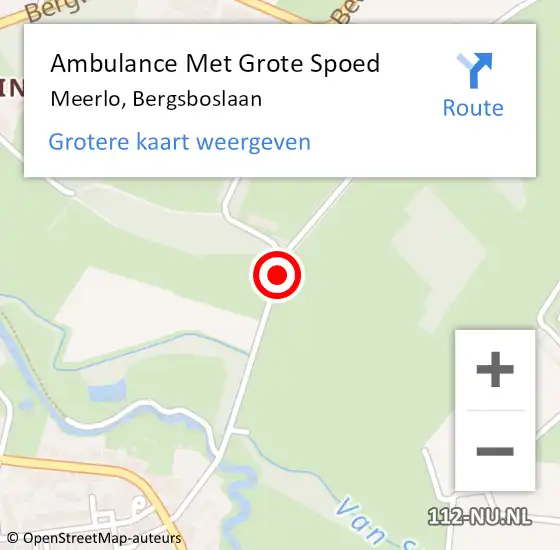 Locatie op kaart van de 112 melding: Ambulance Met Grote Spoed Naar Meerlo, Bergsboslaan op 13 september 2015 09:40