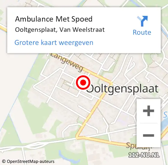 Locatie op kaart van de 112 melding: Ambulance Met Spoed Naar Ooltgensplaat, Van Weelstraat op 13 september 2015 10:29