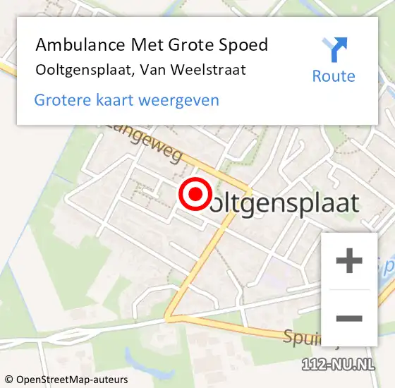 Locatie op kaart van de 112 melding: Ambulance Met Grote Spoed Naar Ooltgensplaat, Van Weelstraat op 13 september 2015 10:32