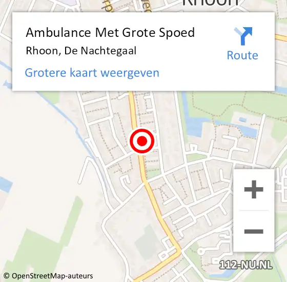 Locatie op kaart van de 112 melding: Ambulance Met Grote Spoed Naar Rhoon, De Nachtegaal op 13 september 2015 10:38