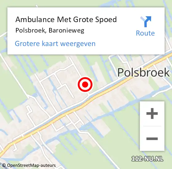 Locatie op kaart van de 112 melding: Ambulance Met Grote Spoed Naar Polsbroek, Baronieweg op 13 september 2015 10:59