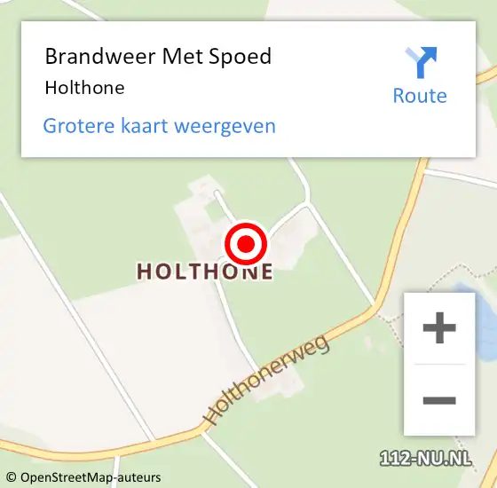 Locatie op kaart van de 112 melding: Brandweer Met Spoed Naar Holthone op 13 september 2015 11:09