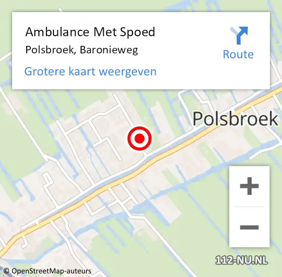 Locatie op kaart van de 112 melding: Ambulance Met Spoed Naar Polsbroek, Baronieweg op 13 september 2015 11:24