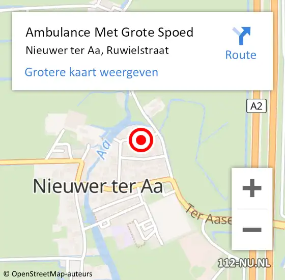 Locatie op kaart van de 112 melding: Ambulance Met Grote Spoed Naar Nieuwer ter Aa, Ruwielstraat op 13 september 2015 13:38