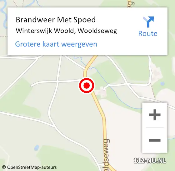 Locatie op kaart van de 112 melding: Brandweer Met Spoed Naar Winterswijk Woold, Wooldseweg op 13 september 2015 13:40