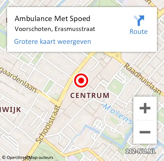 Locatie op kaart van de 112 melding: Ambulance Met Spoed Naar Voorschoten, Erasmusstraat op 13 september 2015 13:53