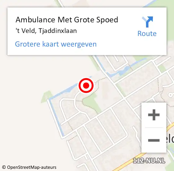 Locatie op kaart van de 112 melding: Ambulance Met Grote Spoed Naar 't Veld, Tjaddinxlaan op 13 september 2015 14:35