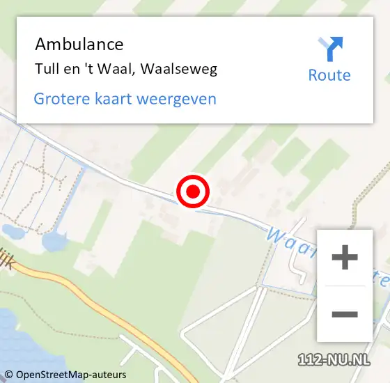 Locatie op kaart van de 112 melding: Ambulance Tull en 't Waal, Waalseweg op 20 november 2013 11:54