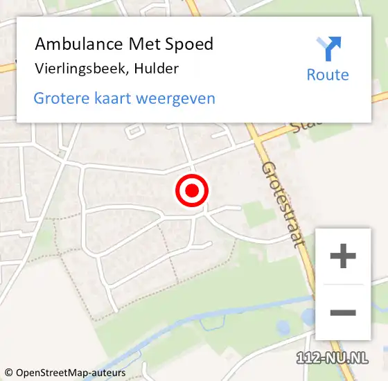 Locatie op kaart van de 112 melding: Ambulance Met Spoed Naar Vierlingsbeek, Hulder op 13 september 2015 16:02