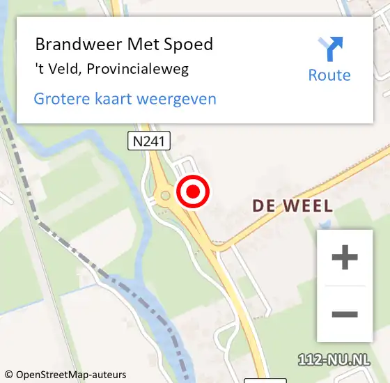 Locatie op kaart van de 112 melding: Brandweer Met Spoed Naar 't Veld, Provincialeweg op 13 september 2015 17:56