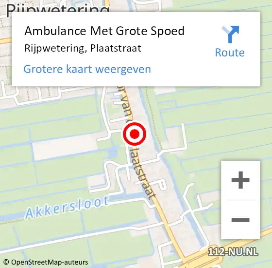 Locatie op kaart van de 112 melding: Ambulance Met Grote Spoed Naar Rijpwetering, Plaatstraat op 20 november 2013 12:18