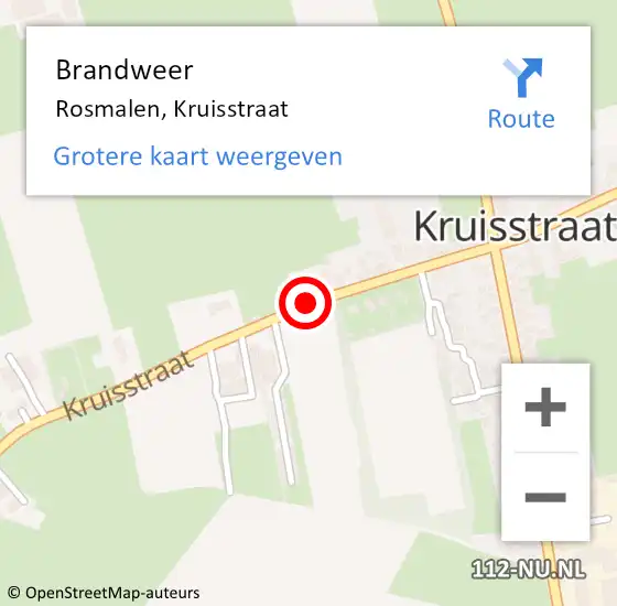 Locatie op kaart van de 112 melding: Brandweer Rosmalen, Kruisstraat op 13 september 2015 19:55