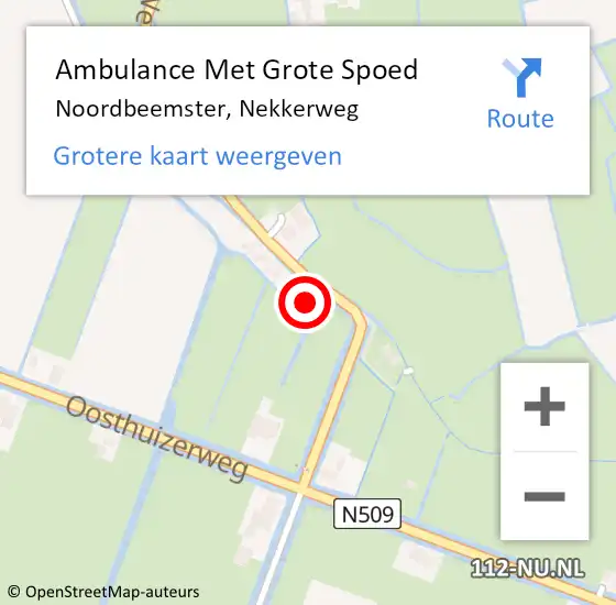 Locatie op kaart van de 112 melding: Ambulance Met Grote Spoed Naar Noordbeemster, Nekkerweg op 13 september 2015 20:45