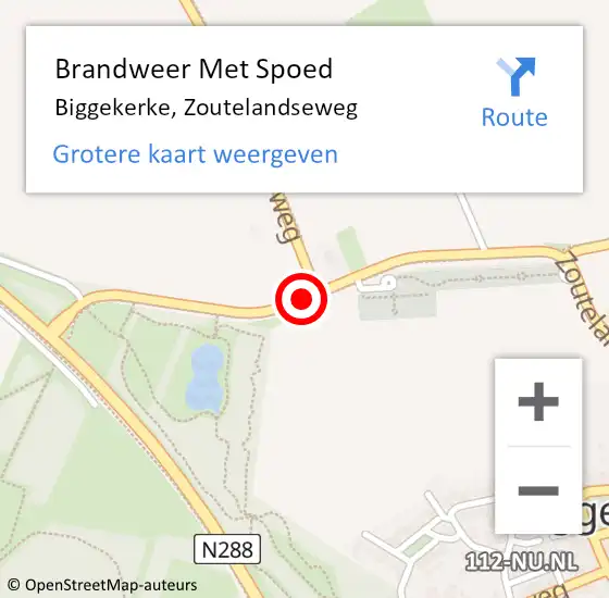 Locatie op kaart van de 112 melding: Brandweer Met Spoed Naar Biggekerke, Zoutelandseweg op 13 september 2015 20:51