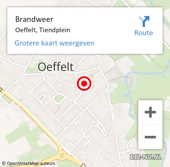 Locatie op kaart van de 112 melding: Brandweer Oeffelt, Tiendplein op 13 september 2015 21:43