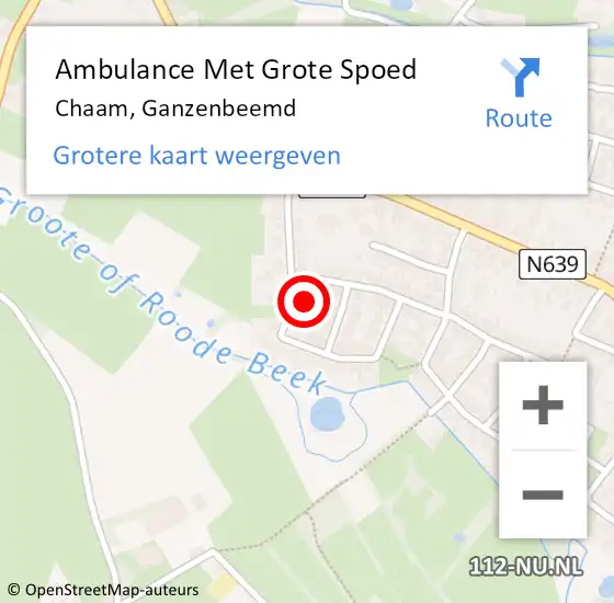 Locatie op kaart van de 112 melding: Ambulance Met Grote Spoed Naar Chaam, Ganzenbeemd op 13 september 2015 21:45