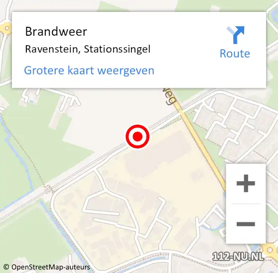 Locatie op kaart van de 112 melding: Brandweer Ravenstein, Stationssingel op 13 september 2015 22:16