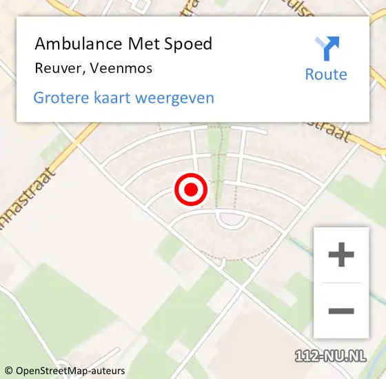 Locatie op kaart van de 112 melding: Ambulance Met Spoed Naar Reuver, Veenmos op 14 september 2015 03:27