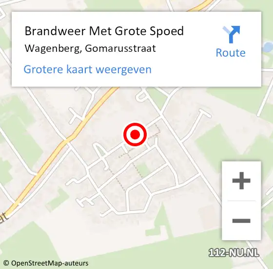 Locatie op kaart van de 112 melding: Brandweer Met Grote Spoed Naar Wagenberg, Gomarusstraat op 20 november 2013 12:42