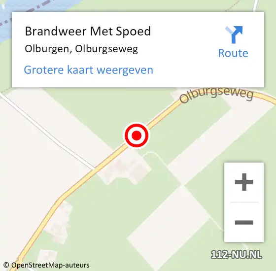 Locatie op kaart van de 112 melding: Brandweer Met Spoed Naar Olburgen, Olburgseweg op 14 september 2015 07:32