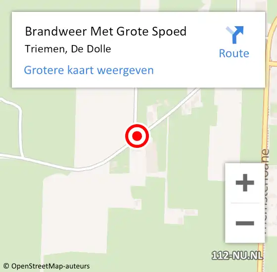 Locatie op kaart van de 112 melding: Brandweer Met Grote Spoed Naar Triemen, De Dolle op 14 september 2015 08:02