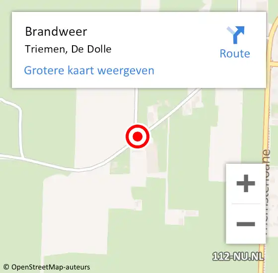 Locatie op kaart van de 112 melding: Brandweer Triemen, De Dolle op 14 september 2015 08:04