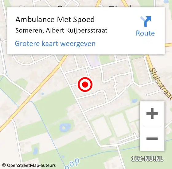 Locatie op kaart van de 112 melding: Ambulance Met Spoed Naar Someren, Albert Kuijpersstraat op 14 september 2015 08:24