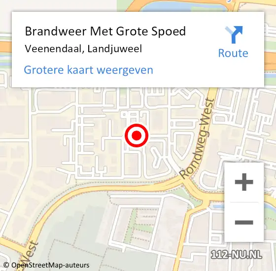 Locatie op kaart van de 112 melding: Brandweer Met Grote Spoed Naar Veenendaal, Landjuweel op 14 september 2015 09:11