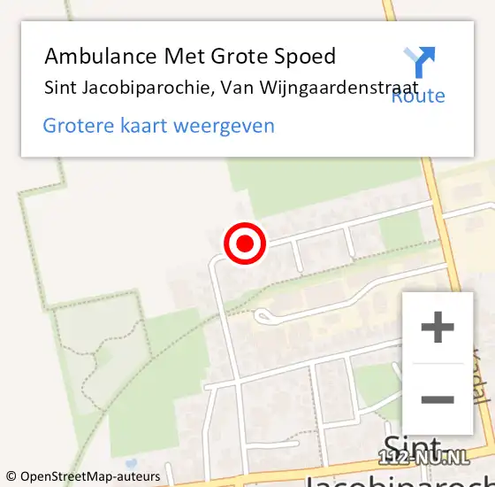 Locatie op kaart van de 112 melding: Ambulance Met Grote Spoed Naar Sint Jacobiparochie, Van Wijngaardenstraat op 14 september 2015 09:13