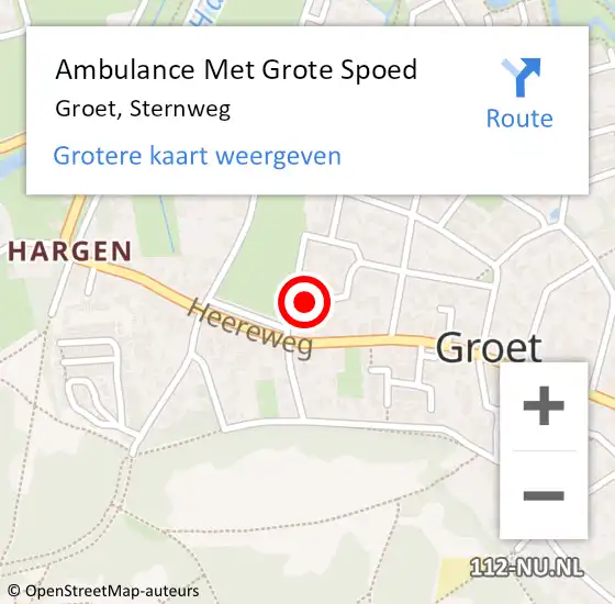 Locatie op kaart van de 112 melding: Ambulance Met Grote Spoed Naar Groet, Sternweg op 14 september 2015 09:23