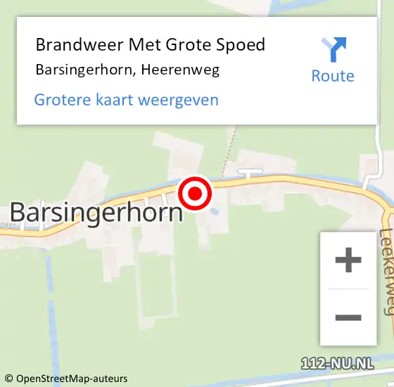 Locatie op kaart van de 112 melding: Brandweer Met Grote Spoed Naar Barsingerhorn, Heerenweg op 14 september 2015 09:57