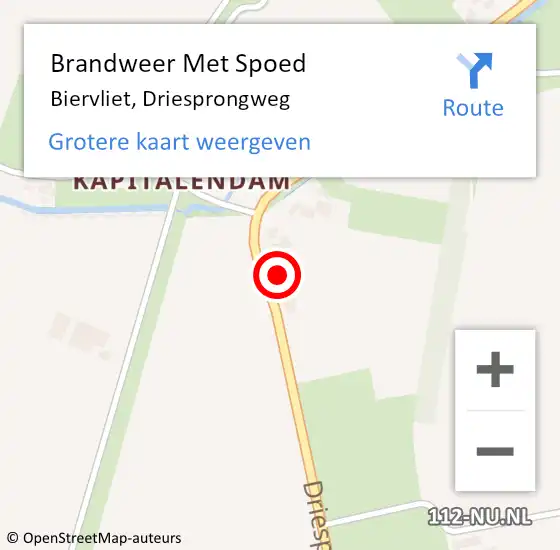 Locatie op kaart van de 112 melding: Brandweer Met Spoed Naar Biervliet, Driesprongweg op 14 september 2015 10:14