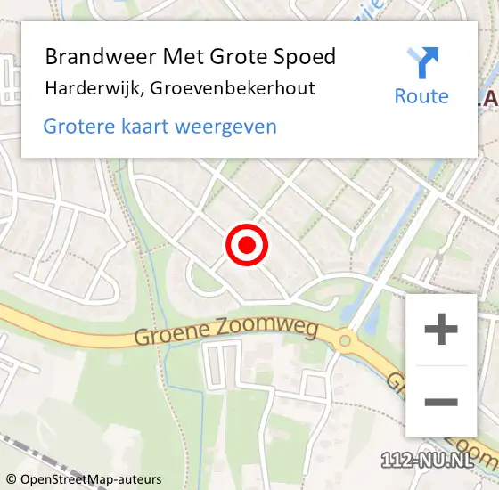 Locatie op kaart van de 112 melding: Brandweer Met Grote Spoed Naar Harderwijk, Groevenbekerhout op 14 september 2015 10:33