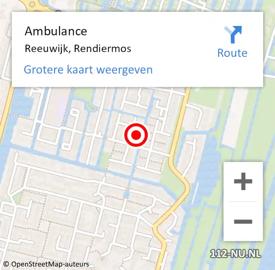 Locatie op kaart van de 112 melding: Ambulance Reeuwijk, Rendiermos op 14 september 2015 10:56