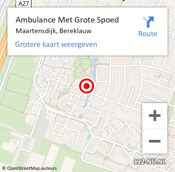 Locatie op kaart van de 112 melding: Ambulance Met Grote Spoed Naar Maartensdijk, Bereklauw op 14 september 2015 11:49