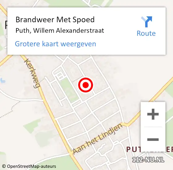 Locatie op kaart van de 112 melding: Brandweer Met Spoed Naar Puth, Willem Alexanderstraat op 14 september 2015 11:50