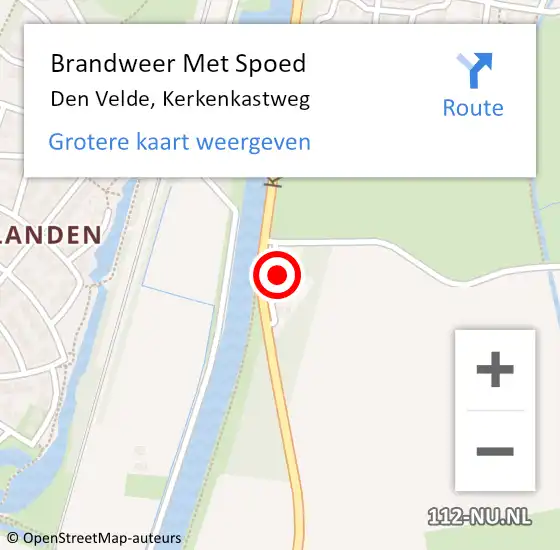 Locatie op kaart van de 112 melding: Brandweer Met Spoed Naar Den Velde, Kerkenkastweg op 14 september 2015 13:17