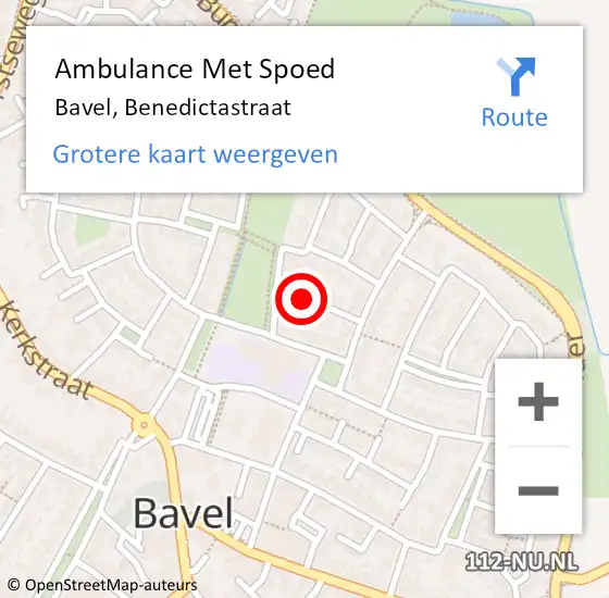 Locatie op kaart van de 112 melding: Ambulance Met Spoed Naar Bavel, Benedictastraat op 14 september 2015 13:56