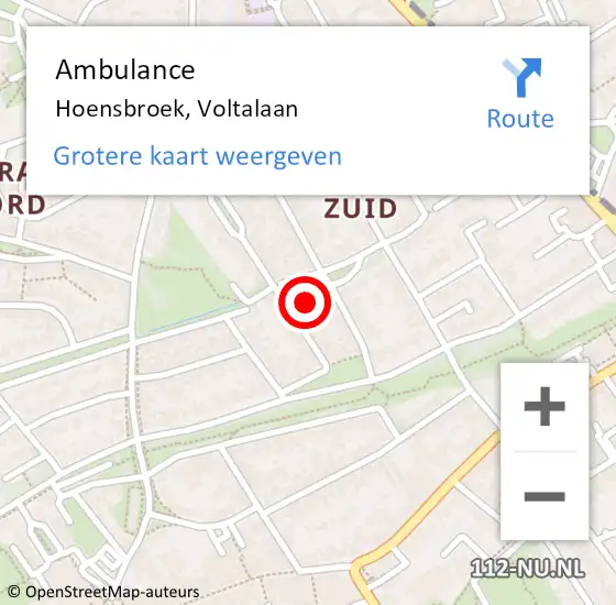 Locatie op kaart van de 112 melding: Ambulance Nuth, Voltstraat op 14 september 2015 13:57