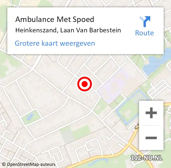 Locatie op kaart van de 112 melding: Ambulance Met Spoed Naar Heinkenszand, Laan Van Barbestein op 14 september 2015 14:18